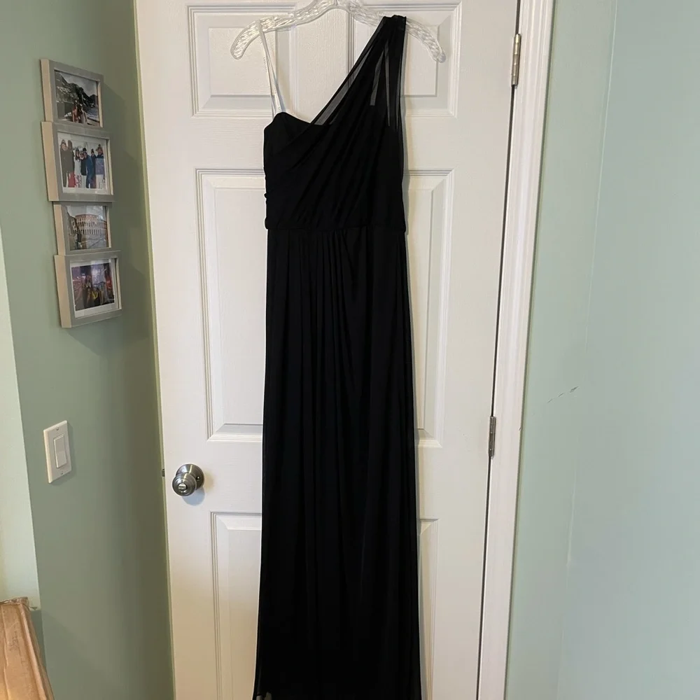 David’s Bridal One Shoulder Bridesmaid Dress - Black - Picture 1 of 5